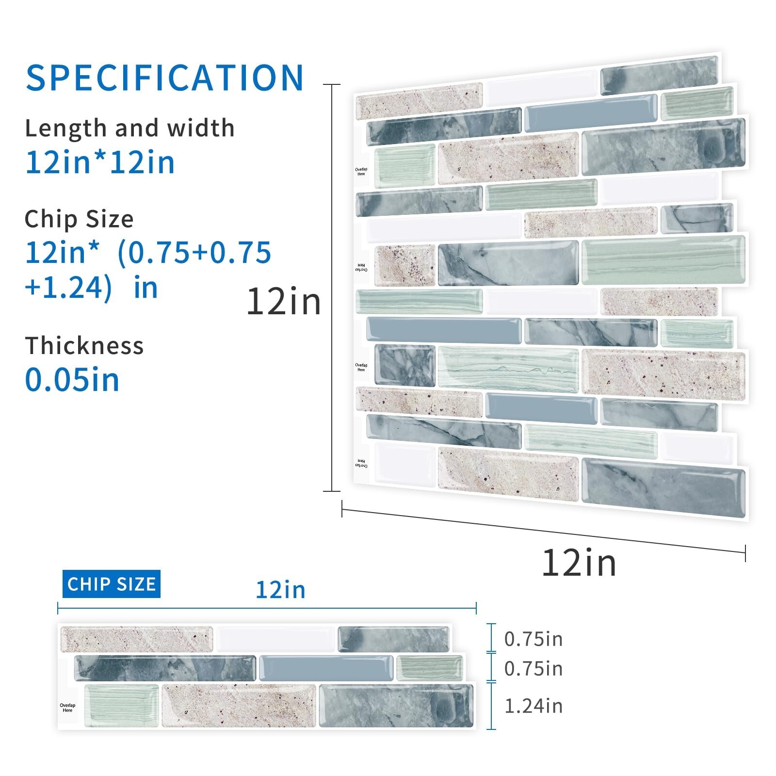 10 Sheet Peel and Stick Backsplash Tiles, 12 X 12 Inch Sage Green Self Adhesi…