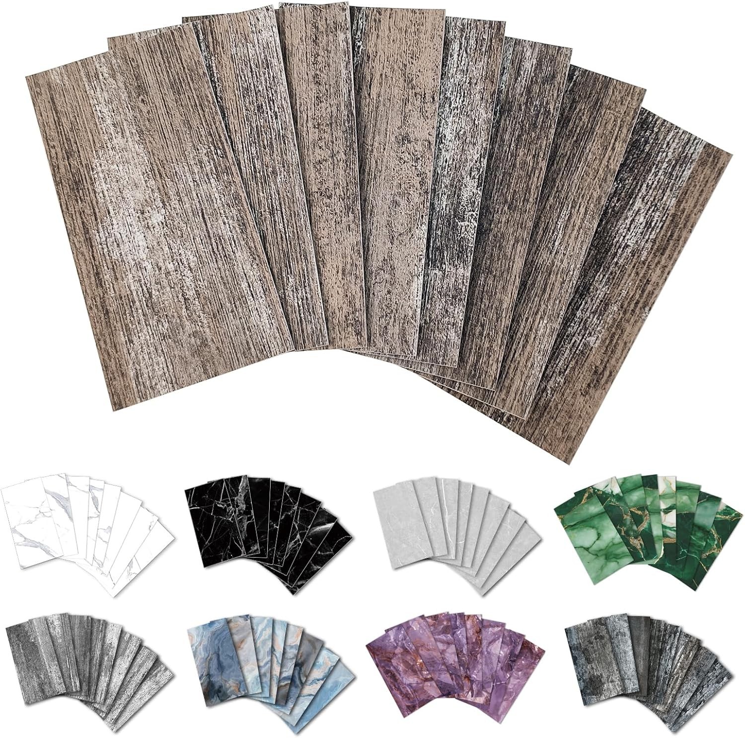 Peel and Stick Backsplash Wall Tile 32-Pack 4×8 Inch PVC Distressed Wood