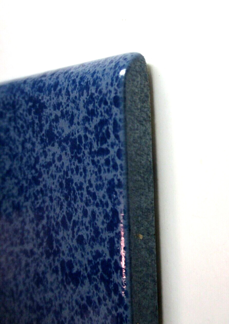 1 Bullnose Cove Base Tile Mannington USA 6″ Mottled Light Dark Blue Ceramic Vtg