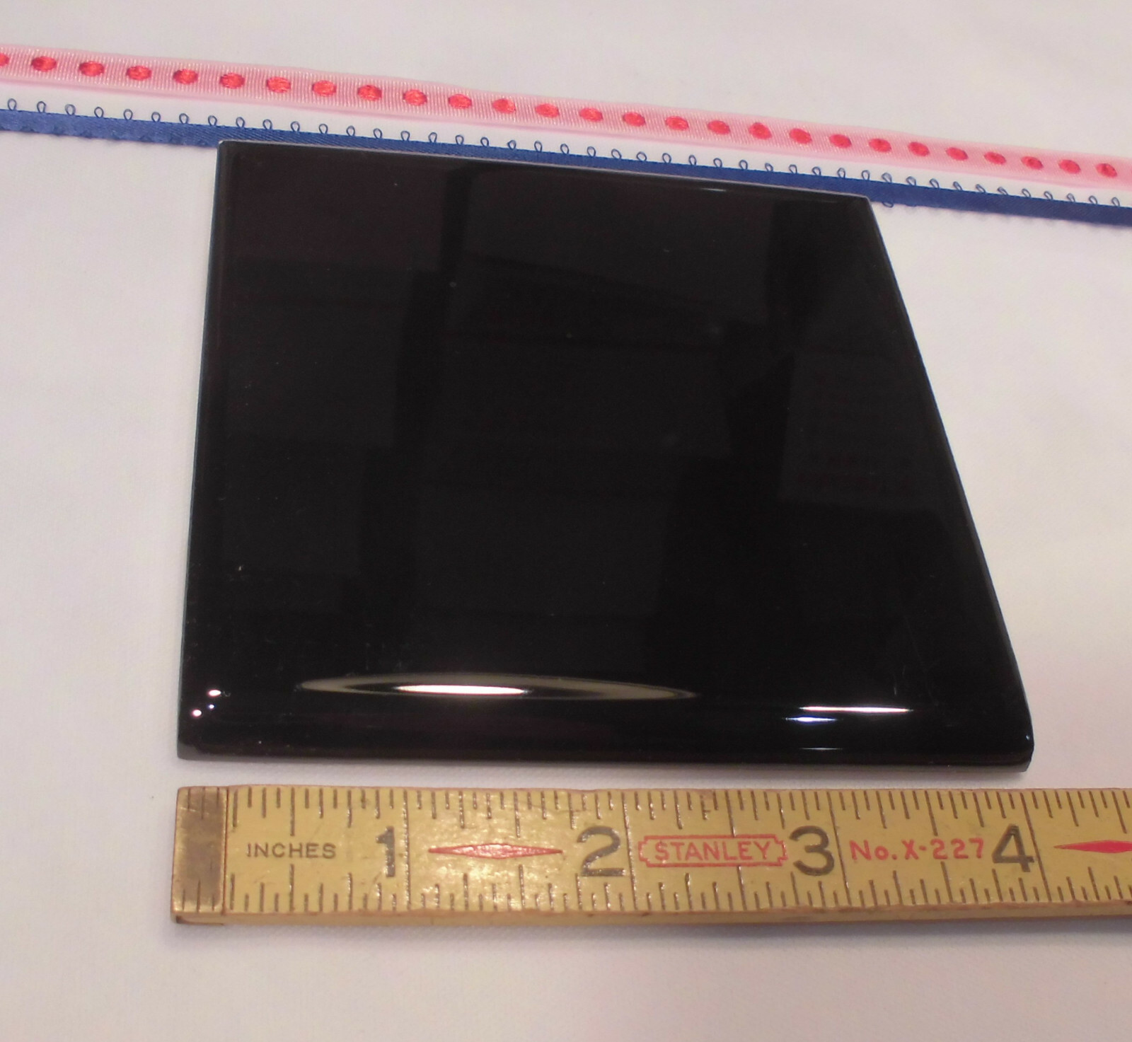 1 pc. *Gloss Black* 4-1/4″ Ceramic Bullnose Tile by American Olean NEW MINT