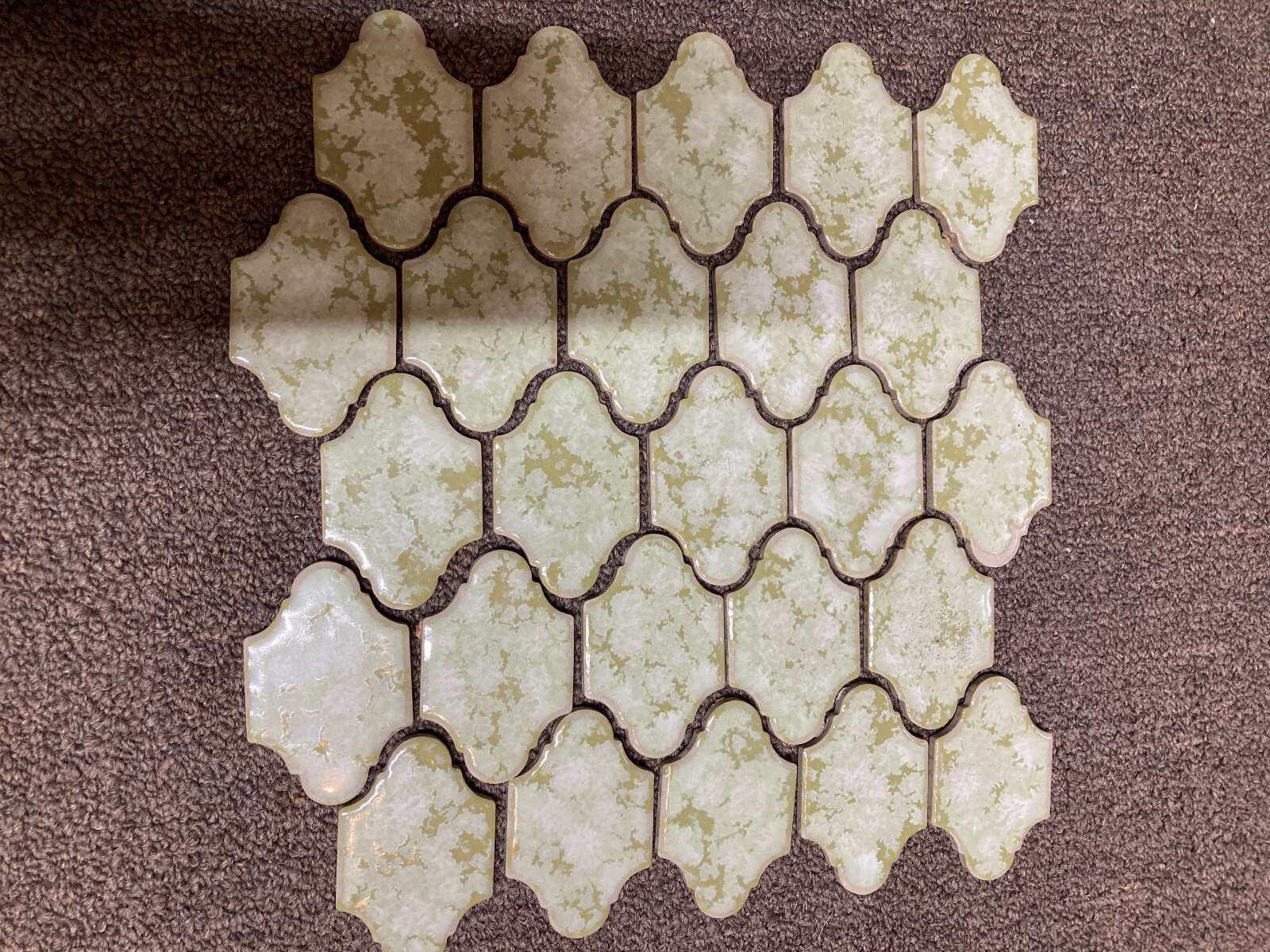 Vintage Retro Arabesque San Felipe Mottled Green Avacado Tile