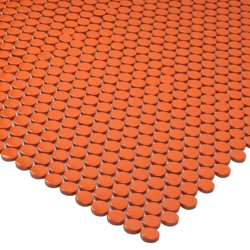 Cirkel Orange 11.46 In. X 12.4 In. Glossy Porcelain Mosaic Wall and Floor Tile (