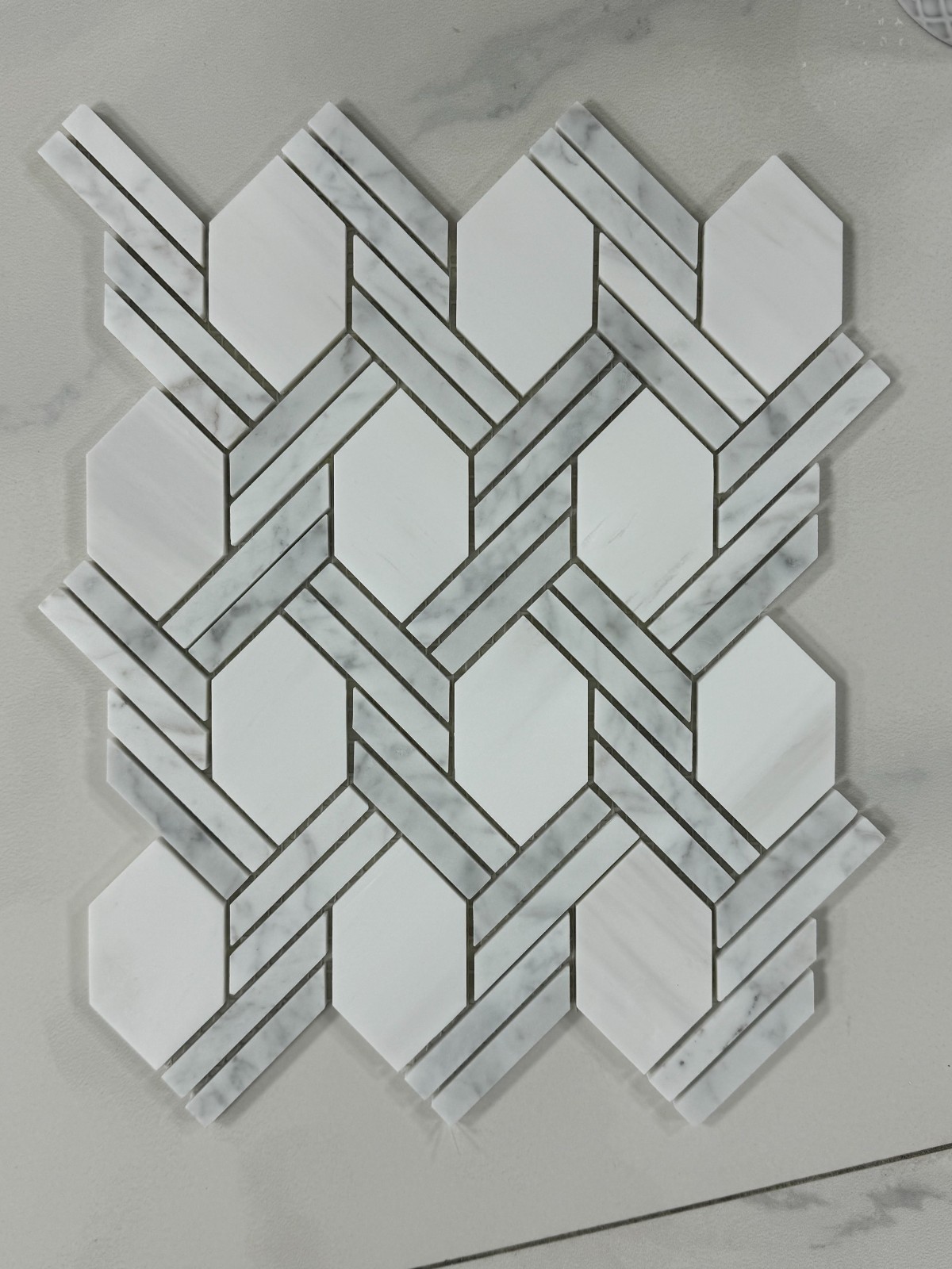Dolomite and Italian Carrara White Marble Mosaic Tile