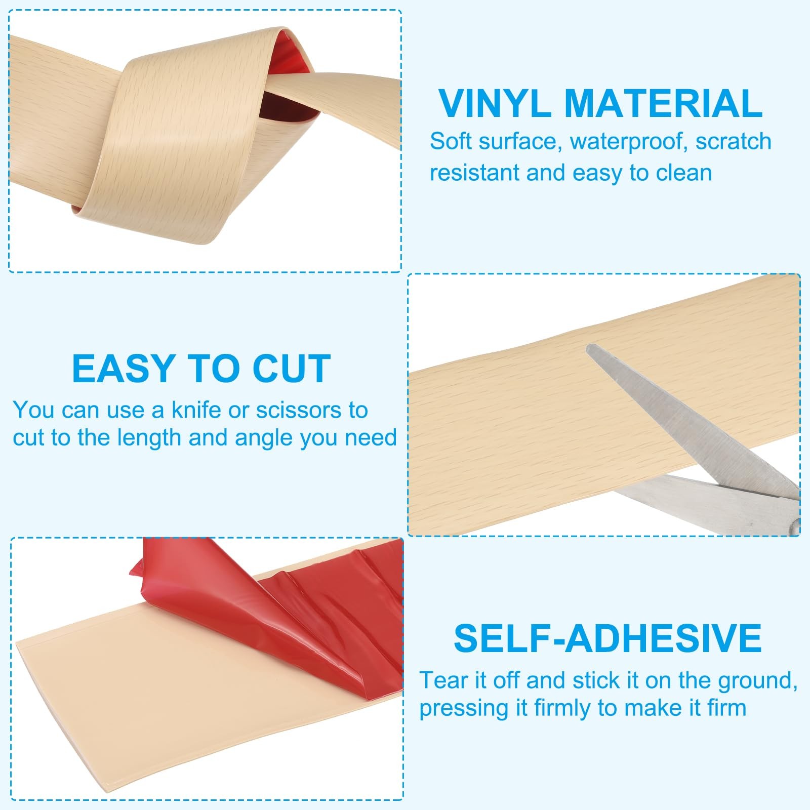 PATIKIL Self Adhesive Floor Transition Strip 10 ft x 2″ Vinyl Flat Divider Floor