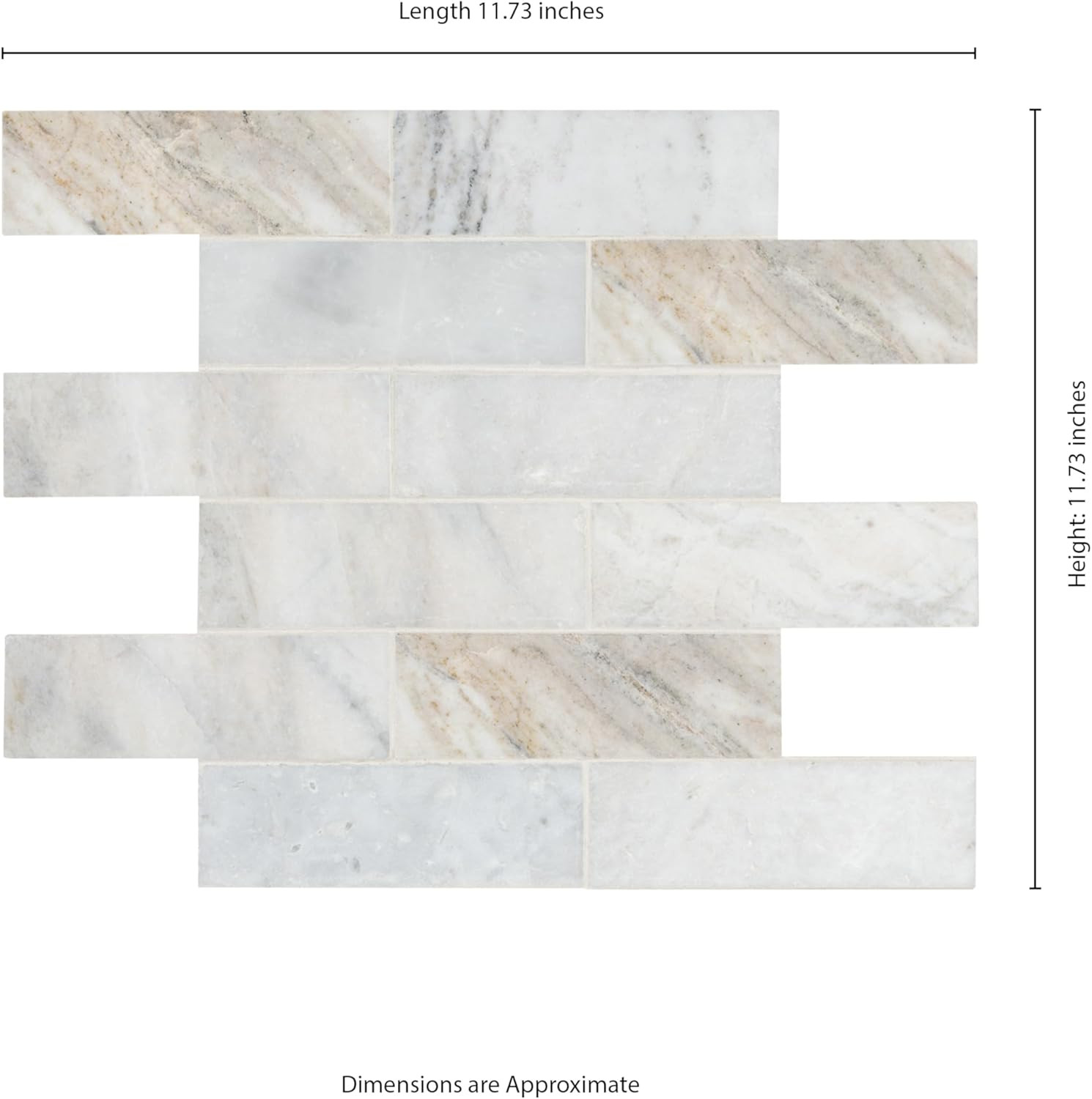 Arabescato Venato White Honed Marble Subway Tile 2×6 for Backsplash & Shower