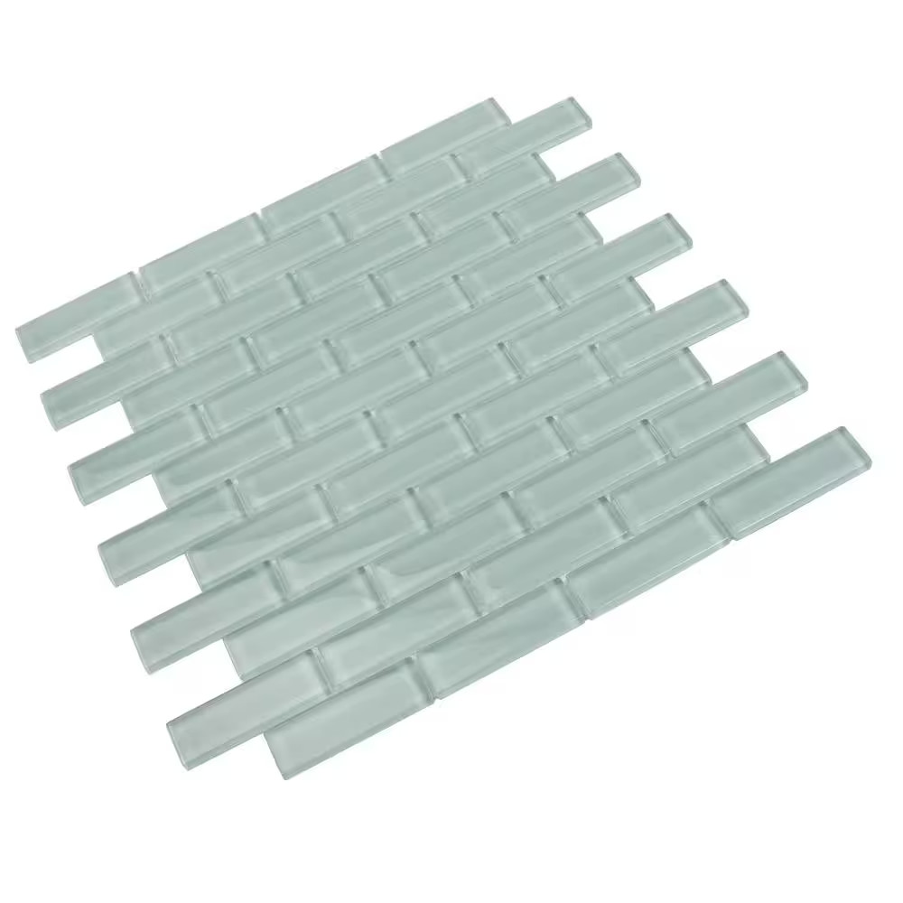 Aqua 11.9 In. X 11.9 In. Polished Glass Mosaic Tile (4.92 Sq. Ft./Case)
