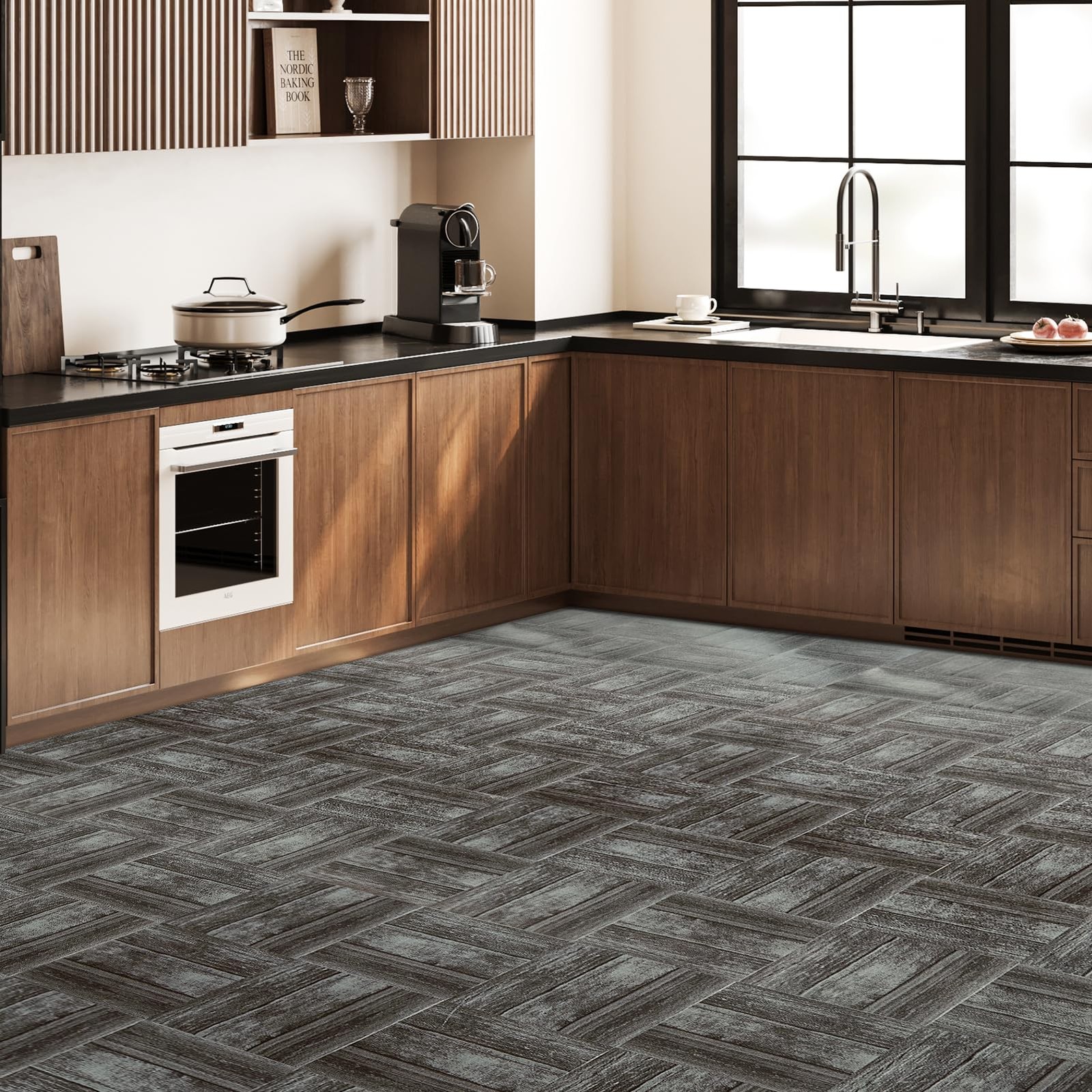 30-Pack Peel and Stick Floor Tiles, 12 x 12in Vinyl Flooring Tiles, Self-Adhe…
