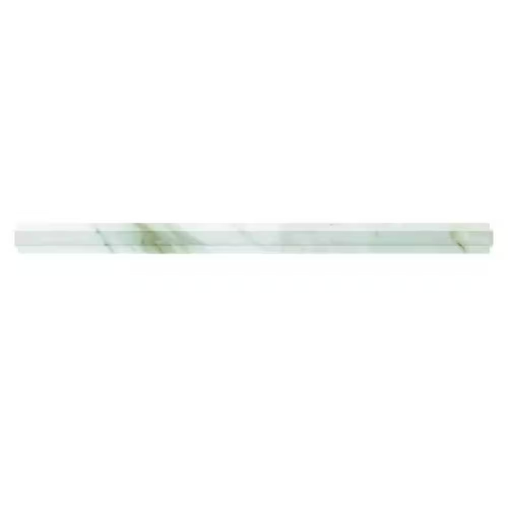 Large Format Tile and Trims 0.8 In. X 12 In. Snow White Marble Polished Pencil T
