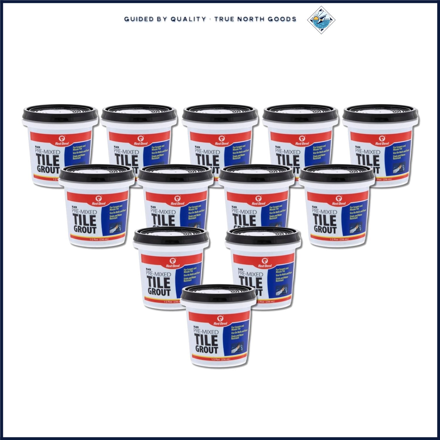 Pre-Mixed Tile Grout 12-Pack for Wall and Floor Use, Water Resistant, Black