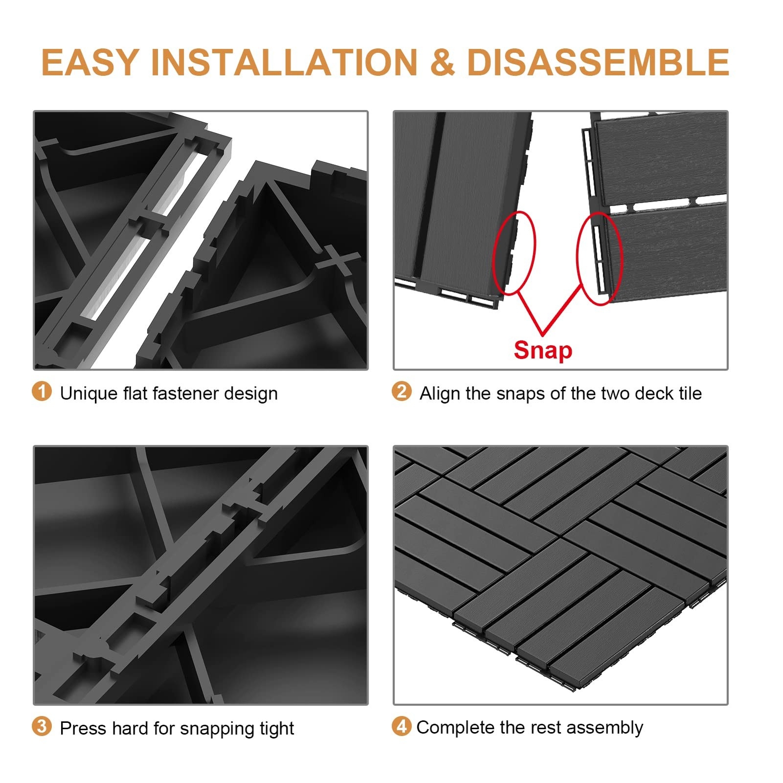 Goovilla Plastic Interlocking Deck Tiles, 9 Pack , 12″x12″ Waterproof Outdoor…