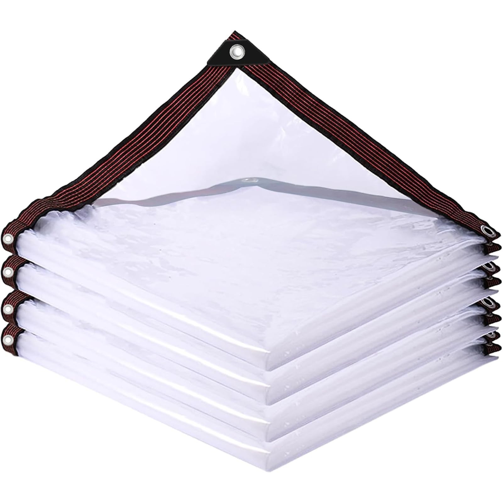 Cenhadam Clear Tarp with Grommets 4×6 ft,10 Mil ft-1P, Black Border