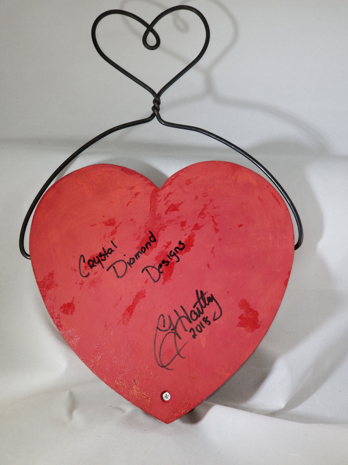 Red Heart with Wire Hanger Valentine Art Handmade Look Great in your Home PL112