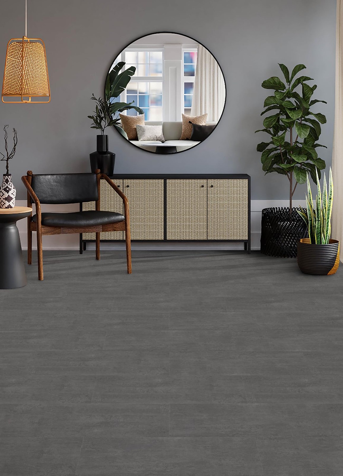 FloorPops Quarry Dark Grey Peel and Stick Floor Tiles, FP6162