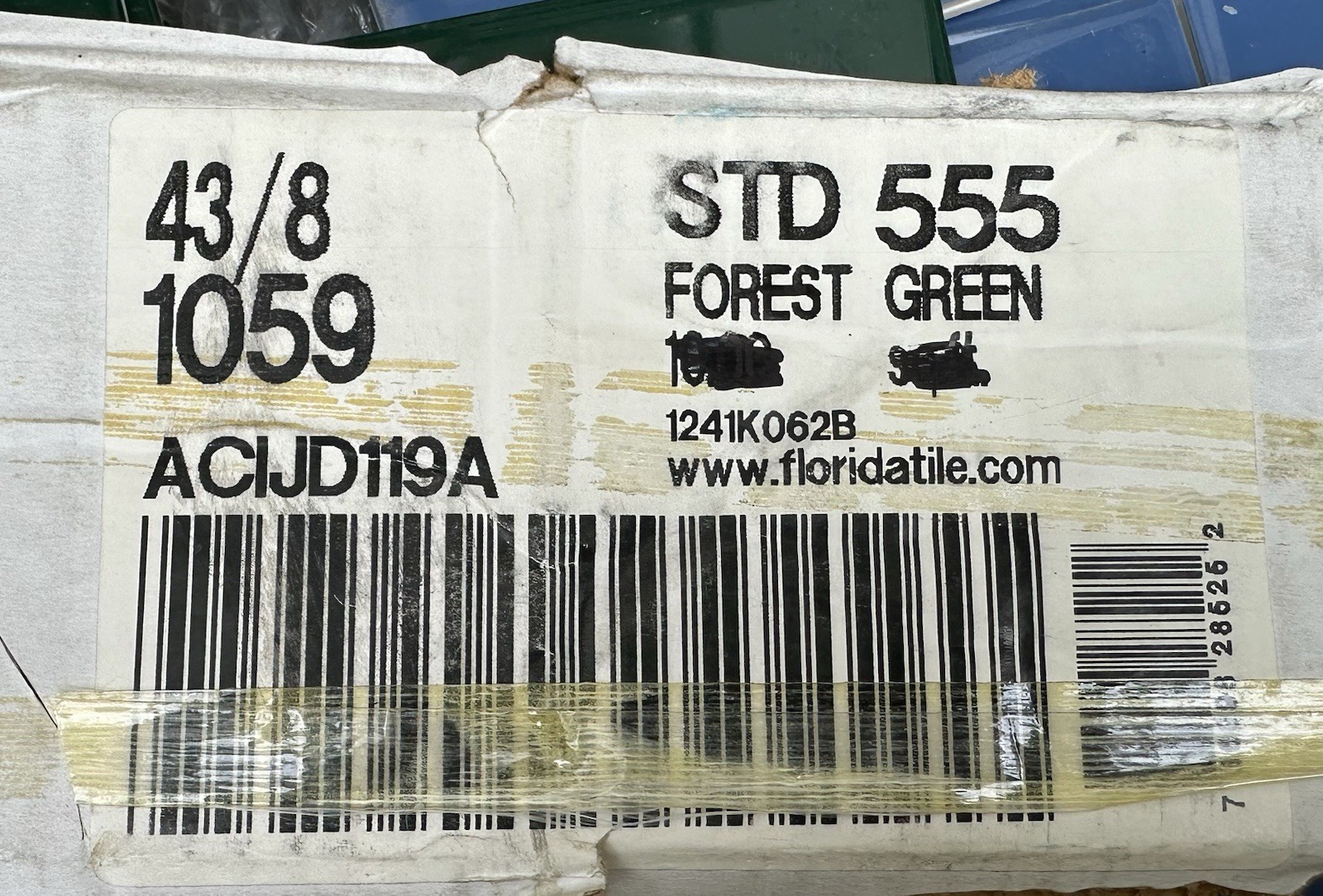 1 pc. Forest Green: 4-3/8″ Glossy Ceramic Tile by Florida Co. #1059, New Stock