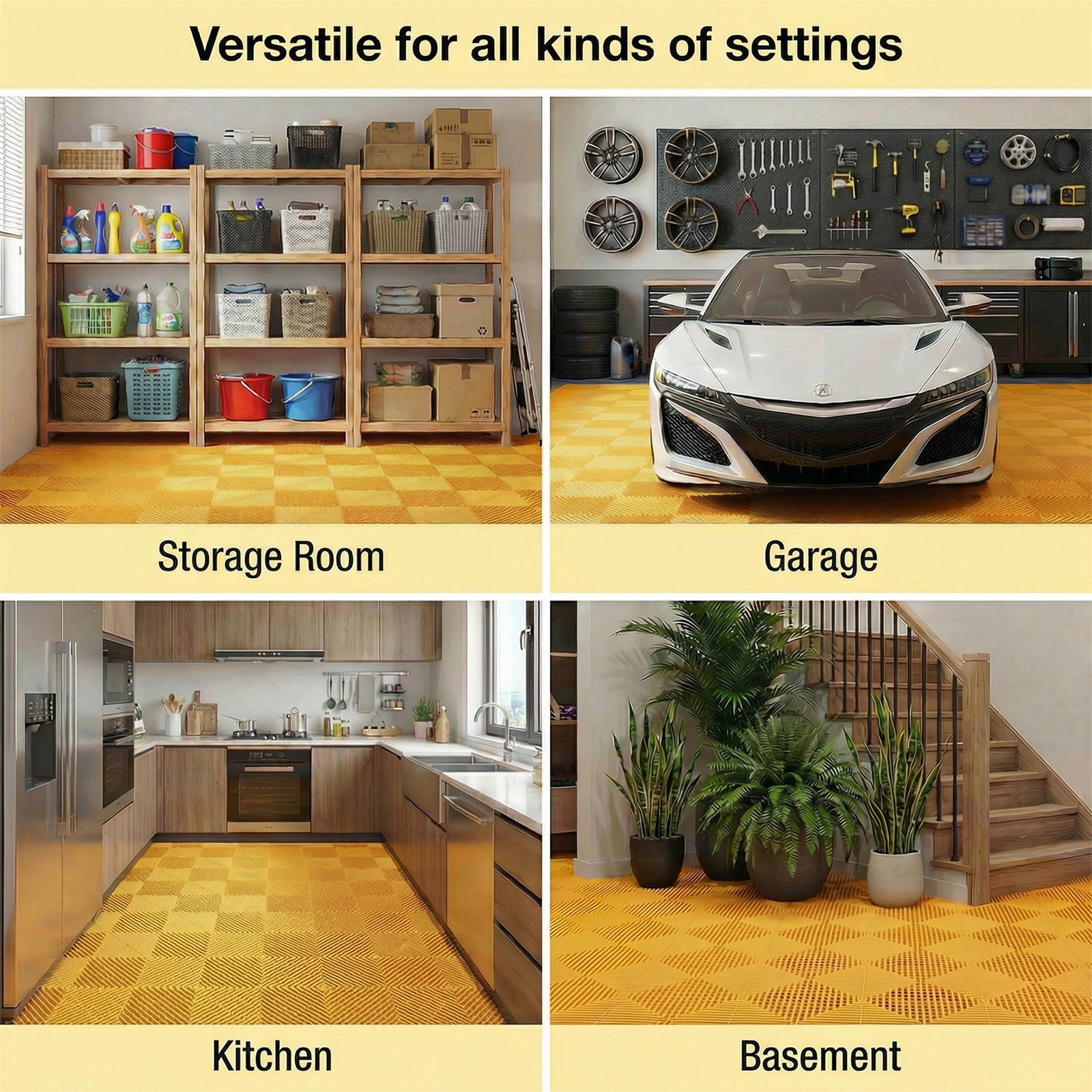 25pcs 15.6×15.6″ Plastic Interlocking Modular Garage Flooring Tile Drainage Tile