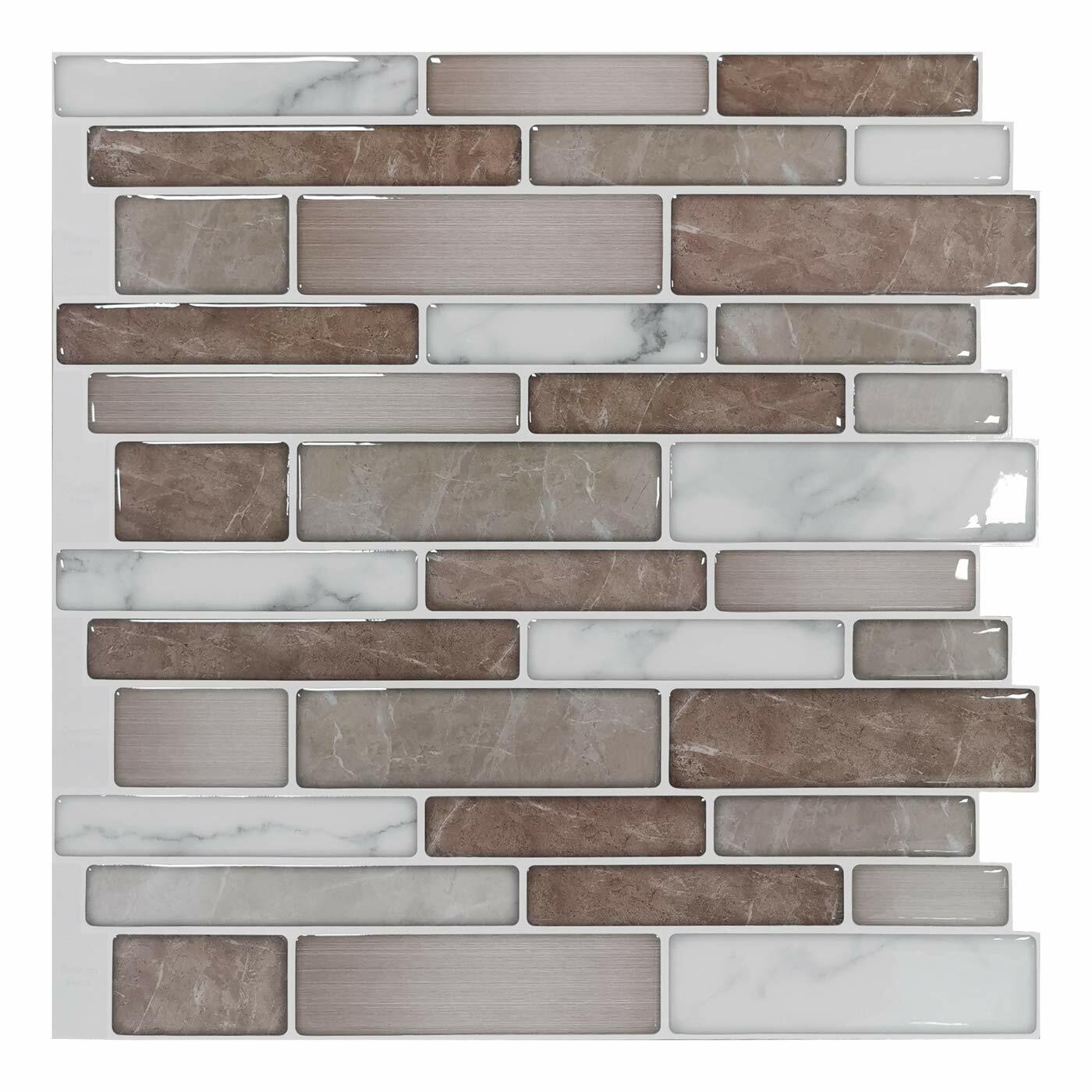 Art3d 10-Pack Kitchen Backsplash Peel and Stick Self Adhesive Wall Tiles