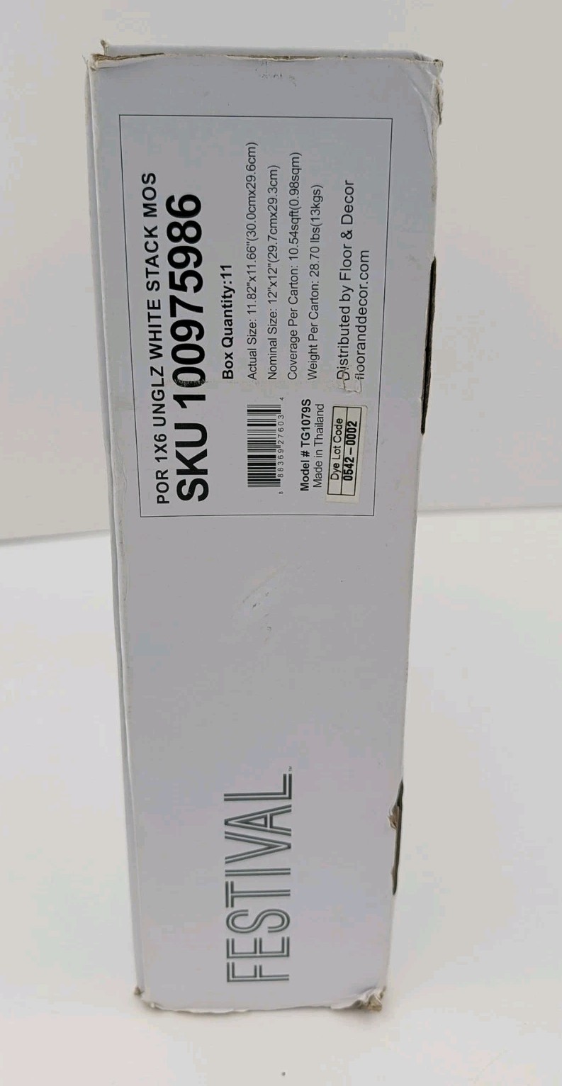 White Stack Unglazed Porcelain Mosaic II Box Of 11 Size: 12 x 12 Each