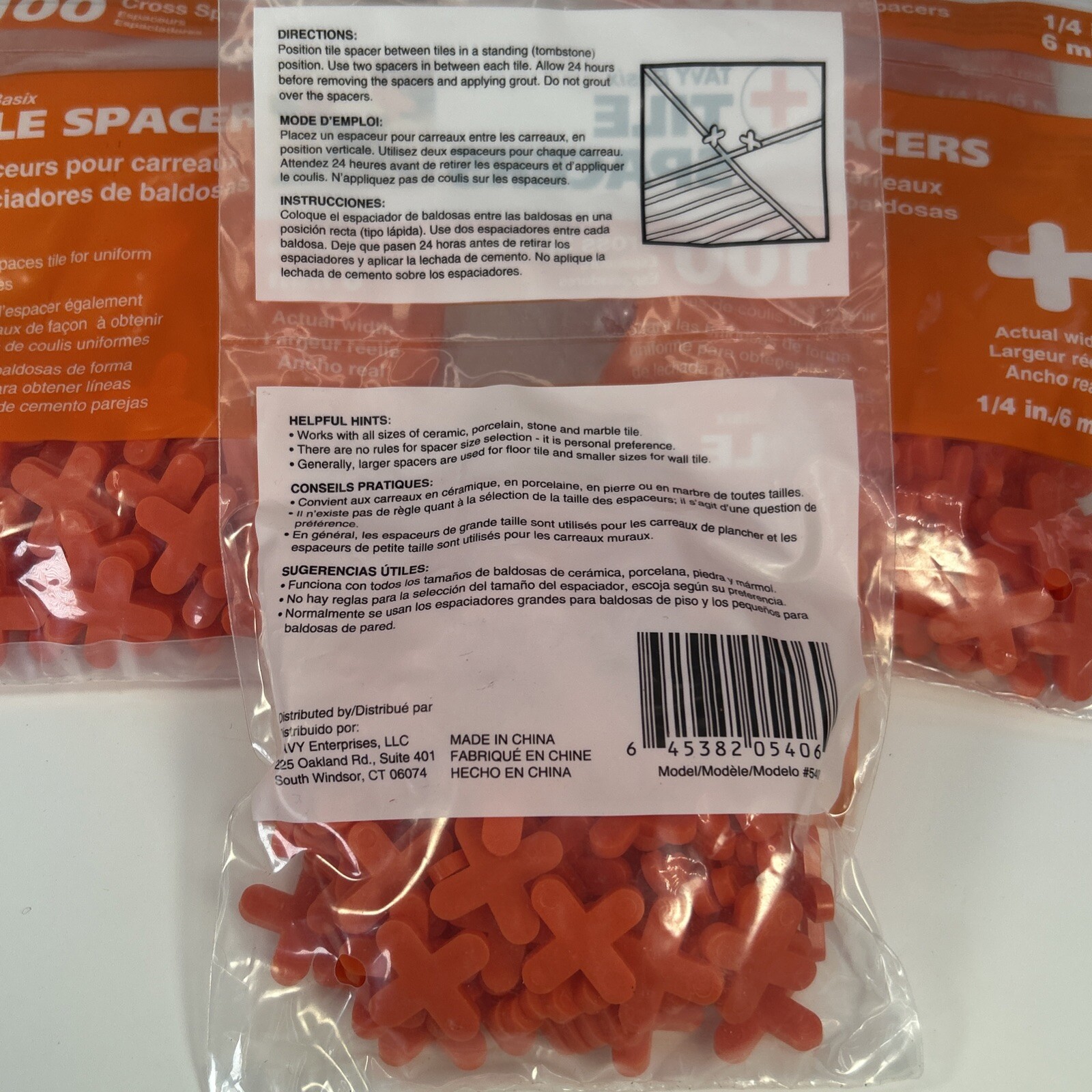 Tavy Basix | Cross Tile Spacers | 1/4in- 6mm | 500 Pc. Five Pack | New