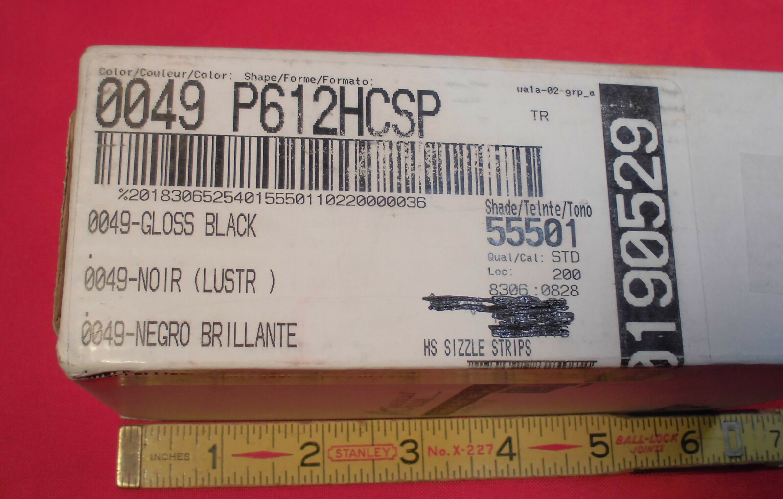 1 pc. Gloss Black: Ceramic Liner-Sizzle Tile 1/2″ X 6″ by American Olean, NEW