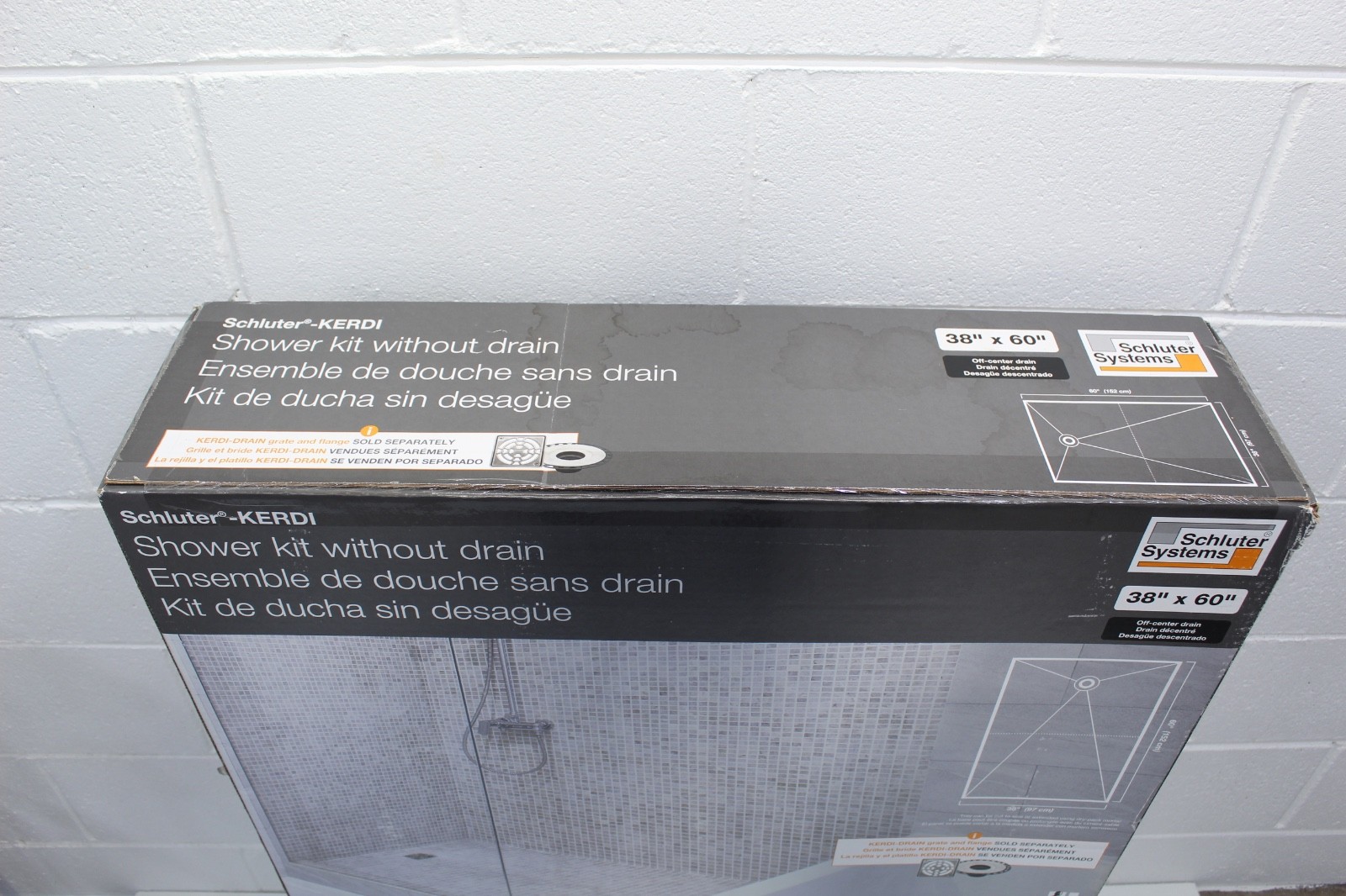 Schluter KERDI-SHOWER-KIT – WITHOUT THE DRAIN OFF CENTER 38″x60″ KSK 965 1525S
