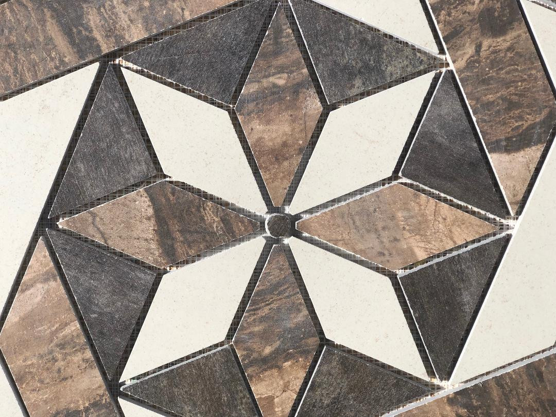 22 1/4″ x 22 1/4″ Porcelain Tile Medallion Accent Mosaic (A1)