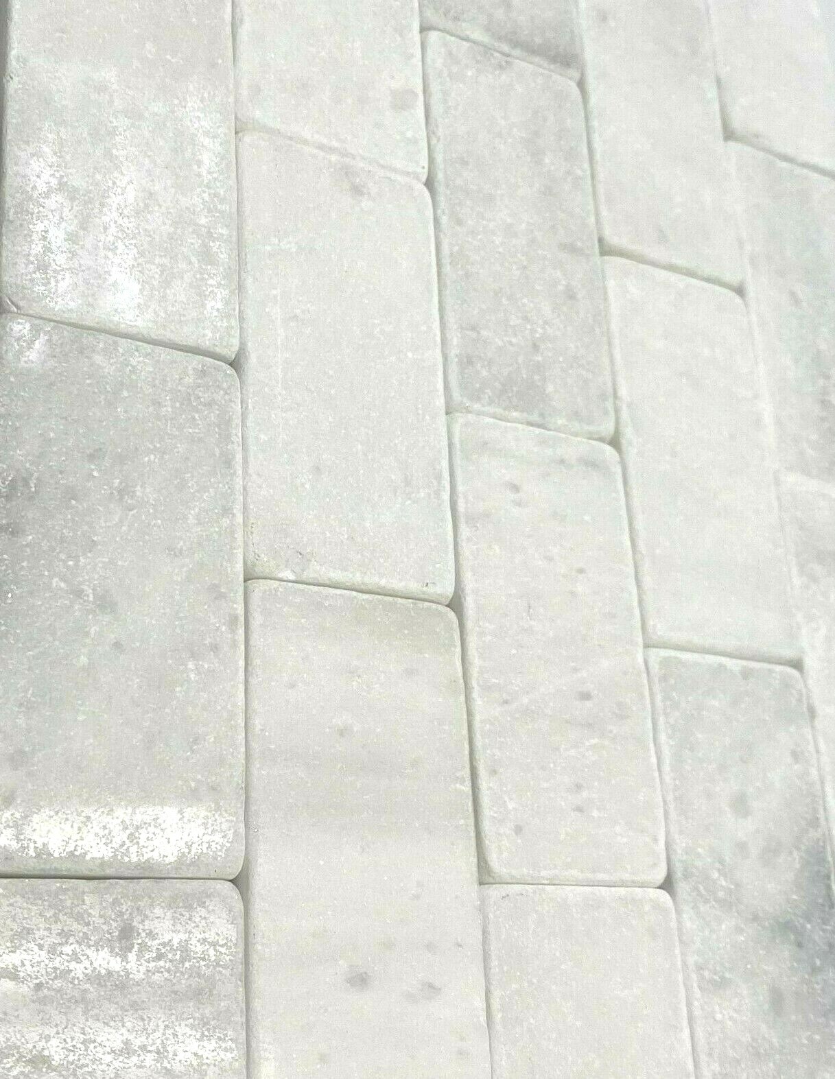 Carrara 2X4 Tumbled Marble Mosaic Wall Backsplash Tile Kitchen (Sold by piece)