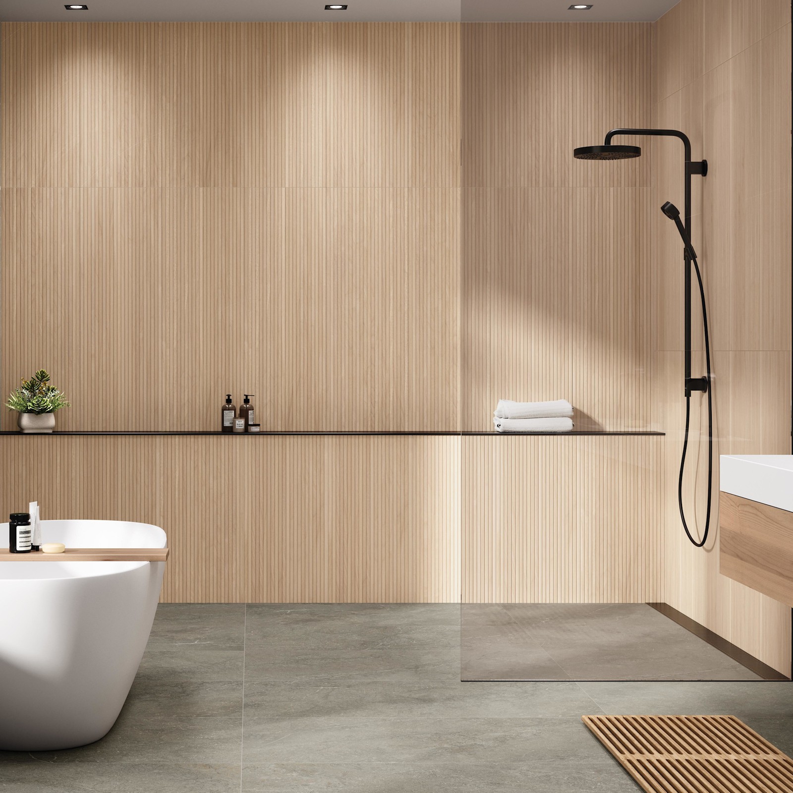 Ackland AKNPTSTR16X48M-CA Striara – 16″ x 47″ Porcelain Linear – Birch