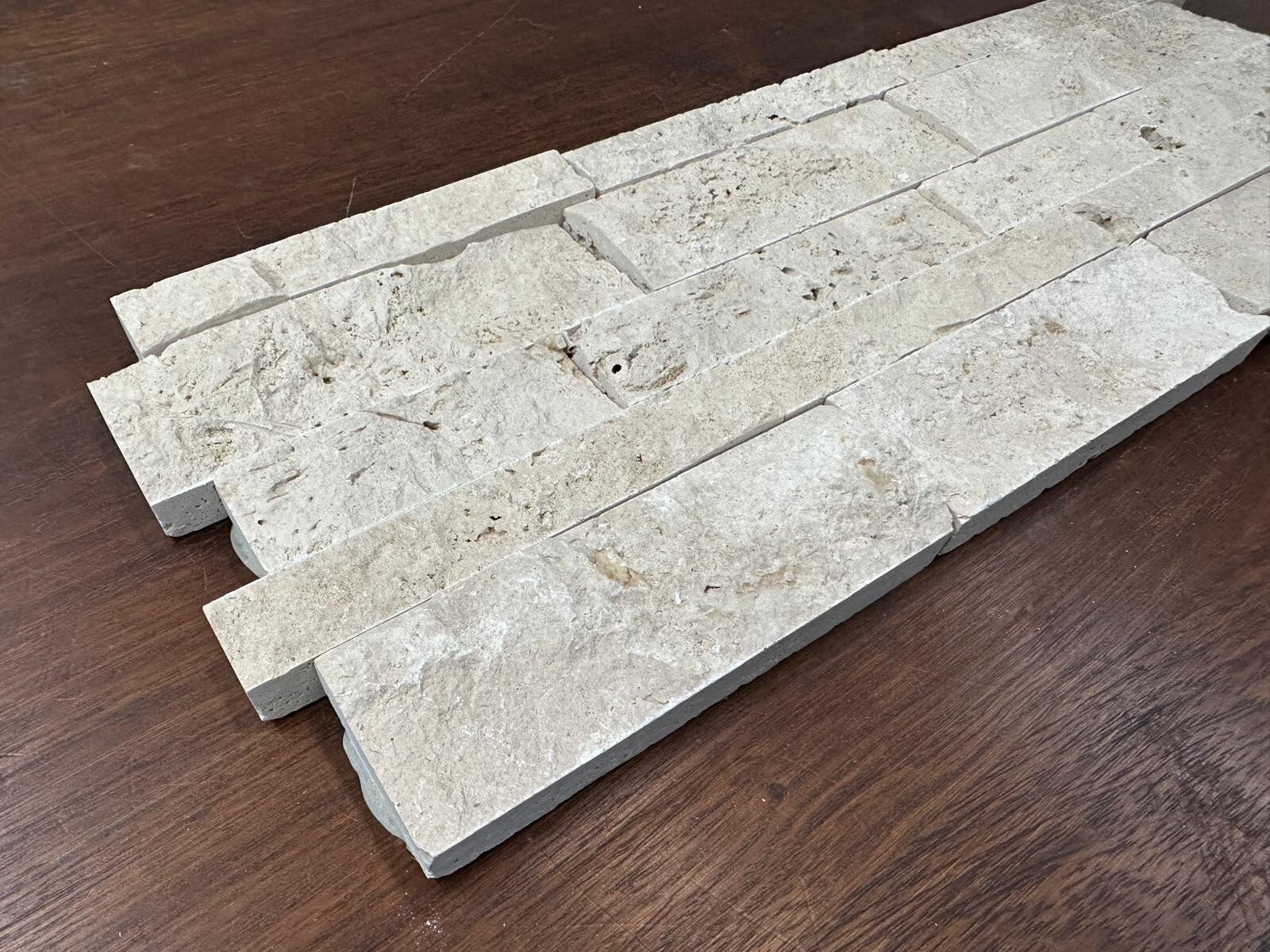 Ivory Travertine Stack Stone Ledger panel 7×20 – sample listing
