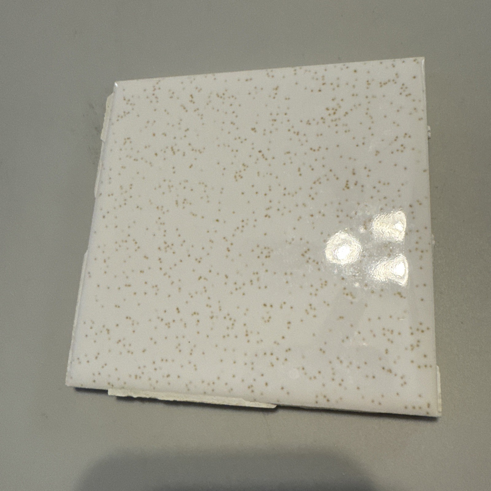 Lot Of 5 wall tile made in the USA Gloss White Brown / Gold Speckled – Vintage