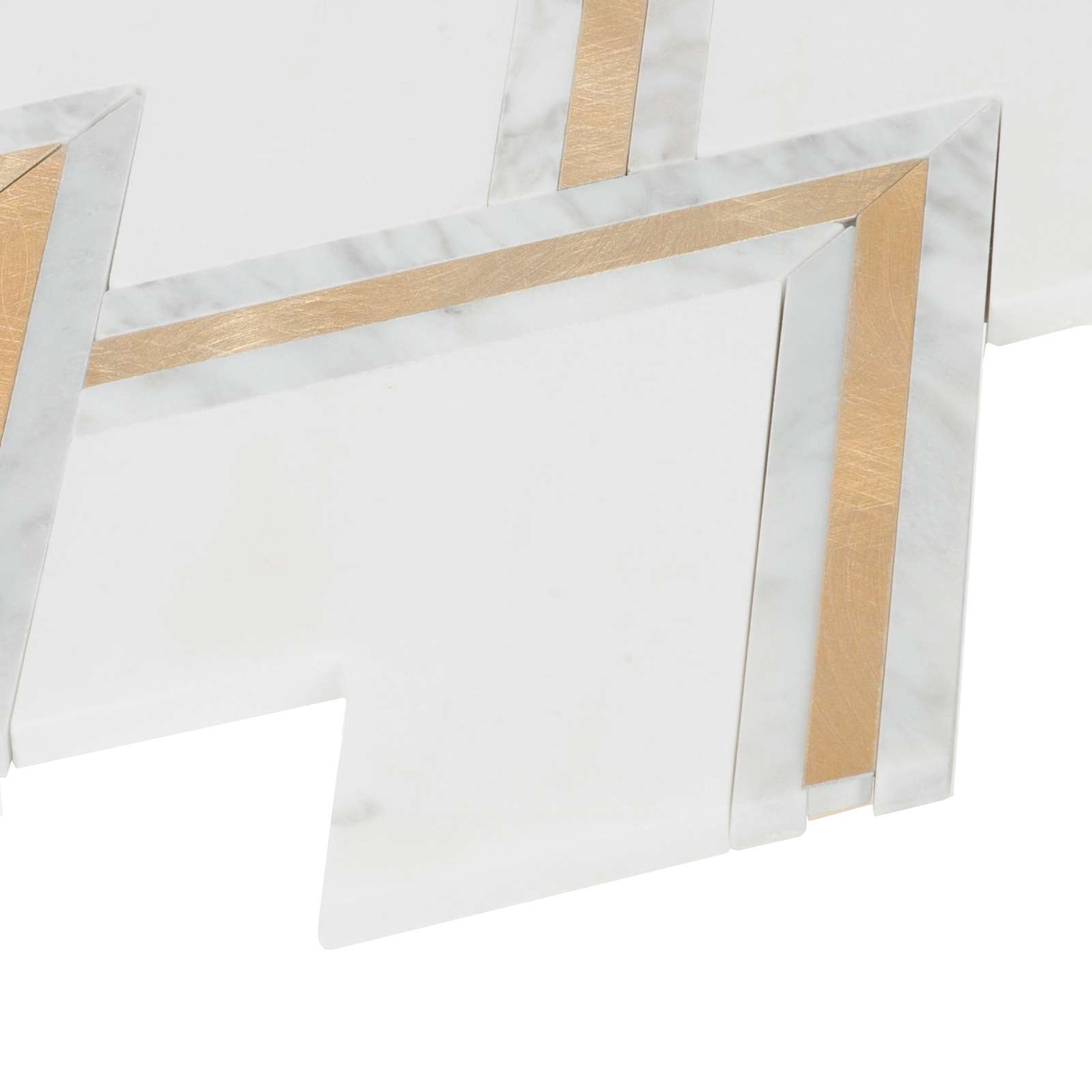 White Cararra Stone w/ Gold Aluminum Trim Inlay Tile Kitchen Wall Backsplash