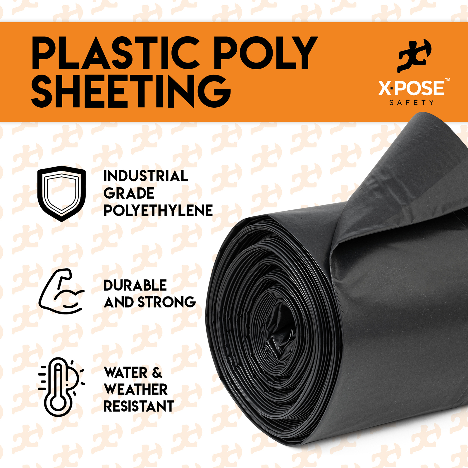 Black Poly Sheeting – 20×100 Feet – Heavy Duty, 5.2 Mil Thick Plastic Tarp