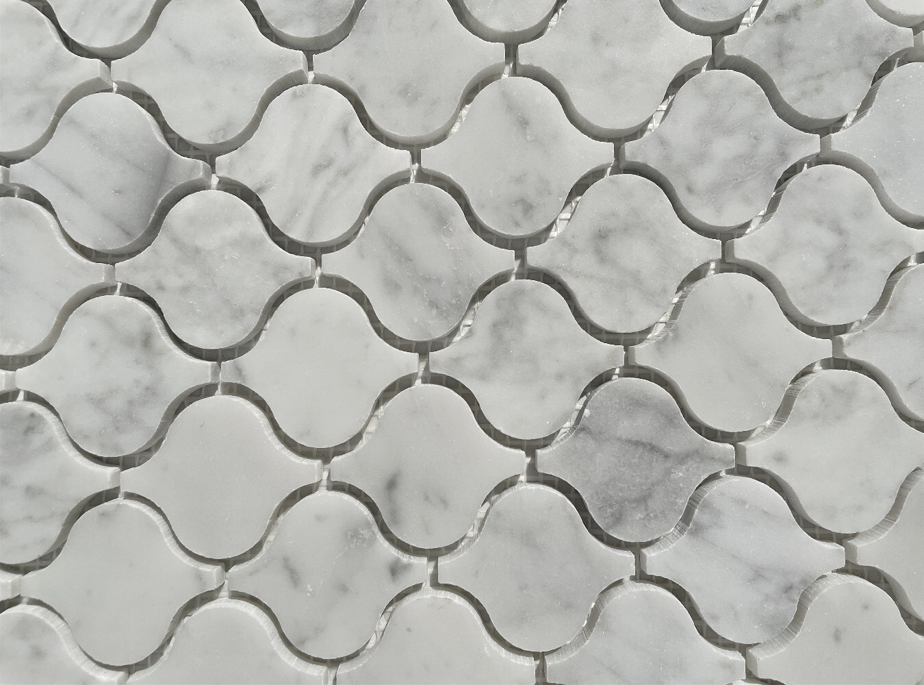 C891XP Carrara Venato Marble Arabesque Baroque Lantern Mosaic Tile Polished