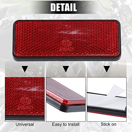 4 Pcs 87.5x34mm Plastic Universal Rectangular Reflective Warning Reflector Red