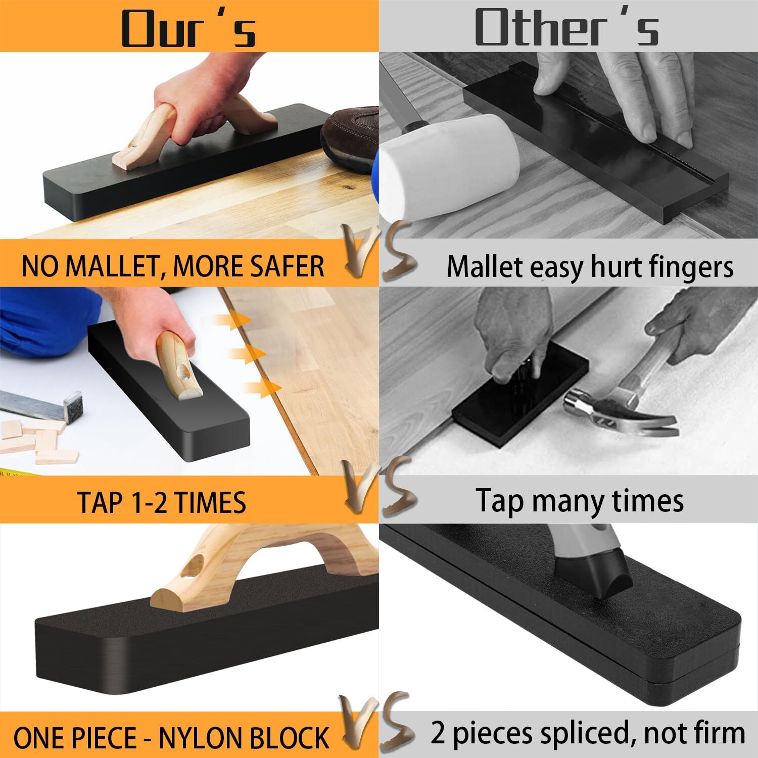 Heavy Big Tapping Block Flooring Tools 2.7lbs | 151/2in Needn’t Mallet Just Tap