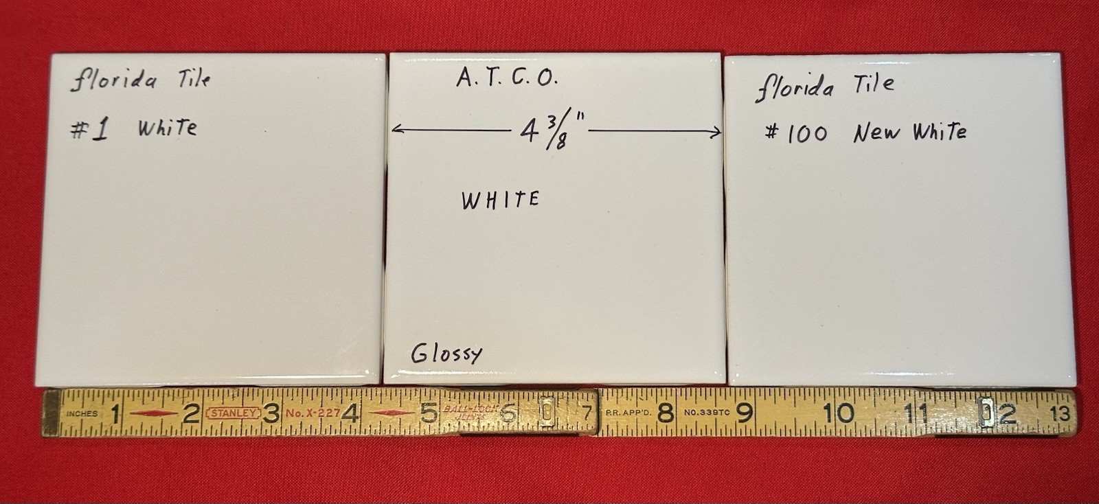 1 pc. Gloss White: 4-3/8″ Glossy Ceramic Tile by A.T.C.O. NEW OLD STOCK
