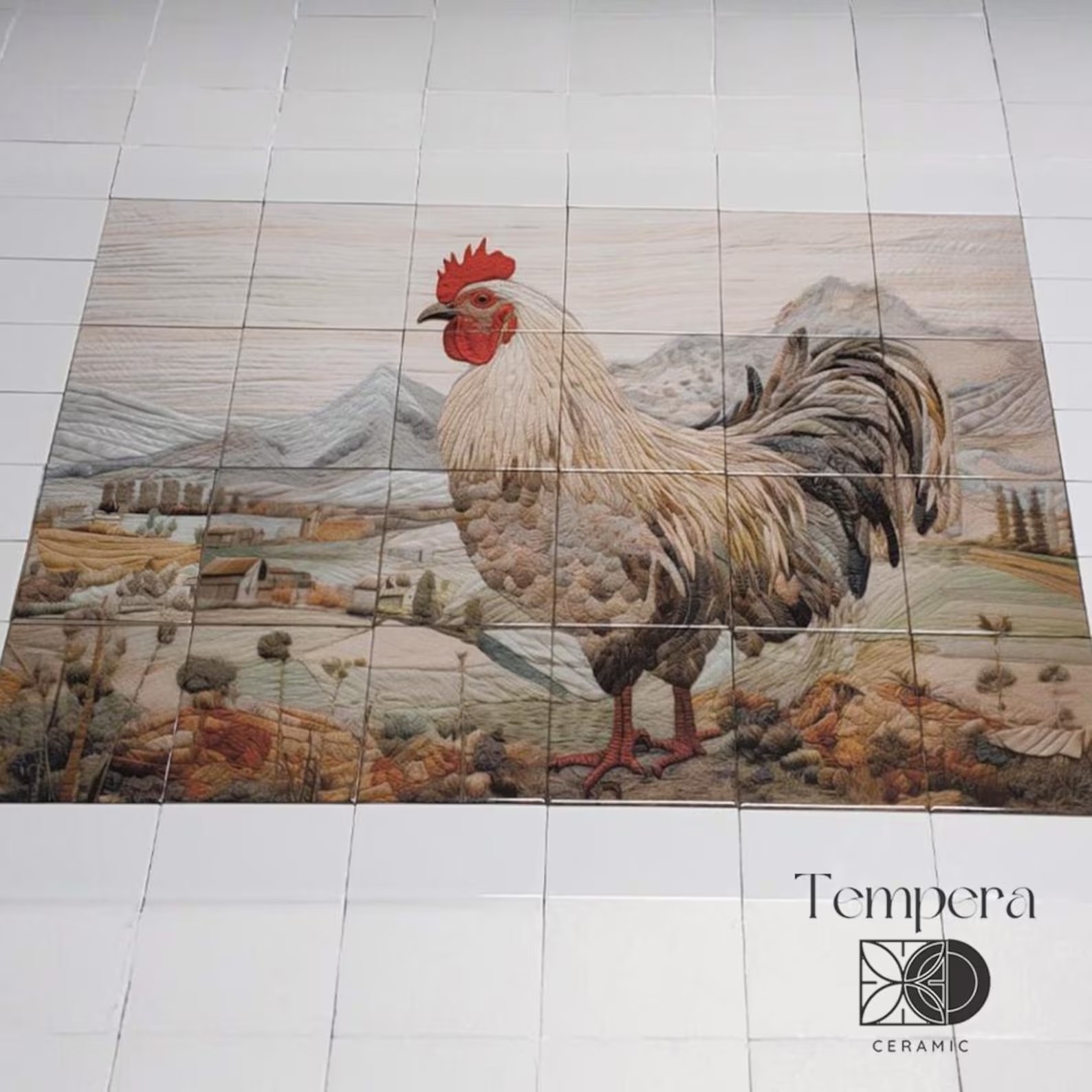 Farm rooster tiles backsplash, farmhouse tiles, rustic tile decor with rooster
