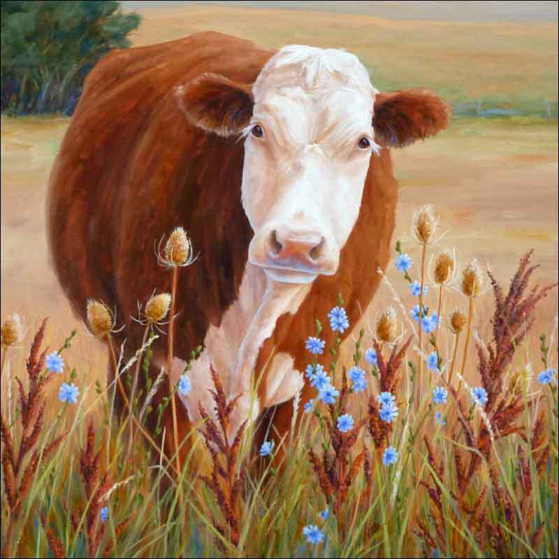 Cow Accent & Decor Tile Linda Elliott Country Life Art CCI-LE208AT
