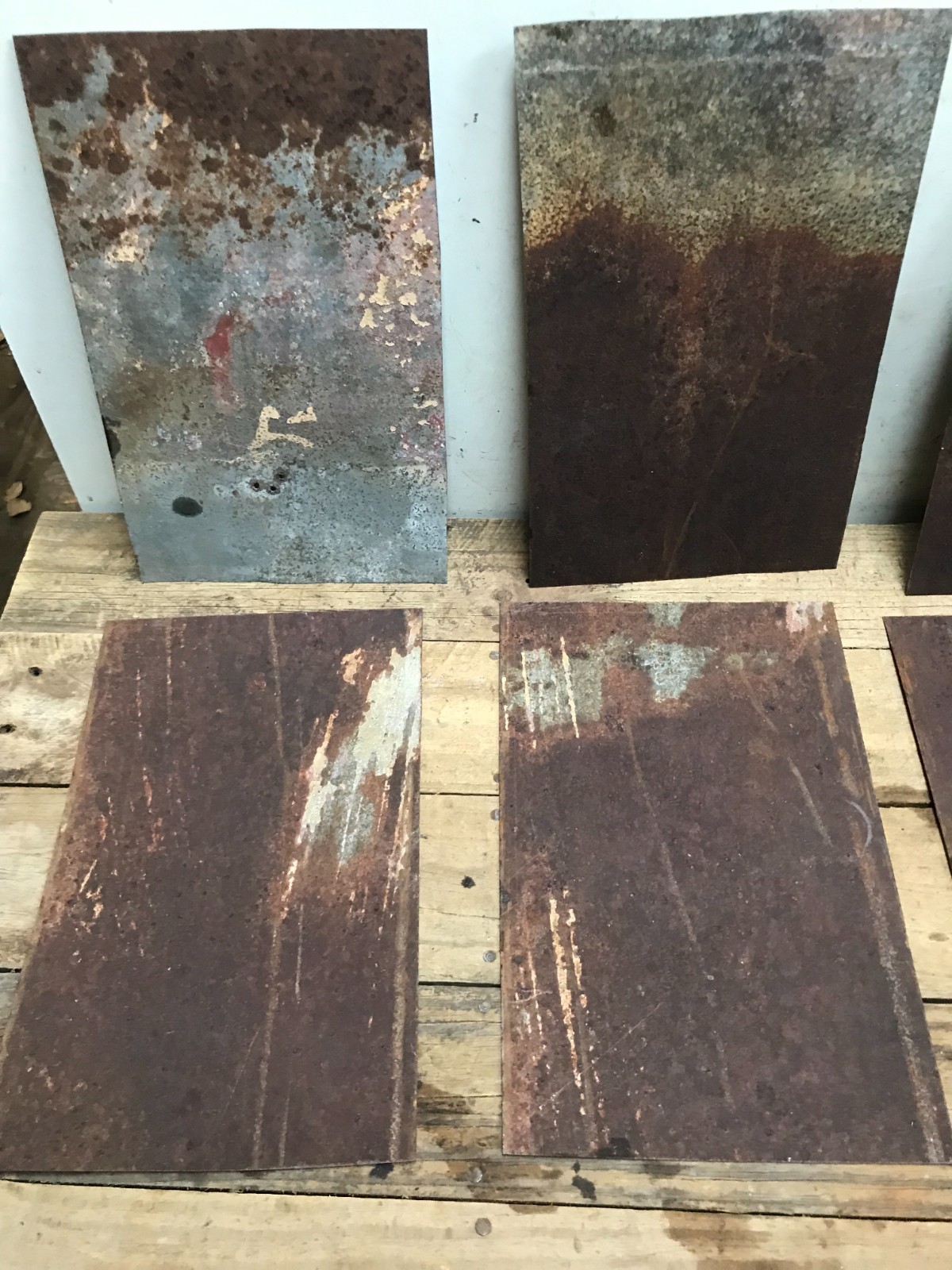 10 Rusty Galvanized Patina Sheet Metal 12″ x 7 1/2 – 8″ Wall Tile Art Garden (E)