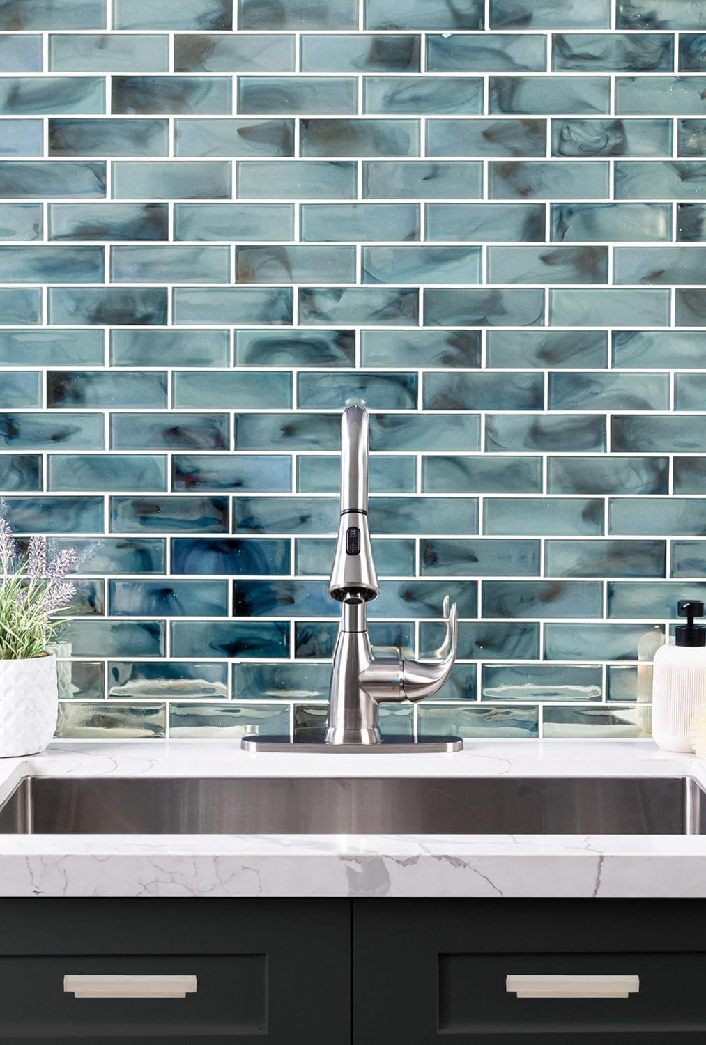 Blue Shimmer Glass Subway Tile 11.75″x11.75″ for Stunning Backsplashes