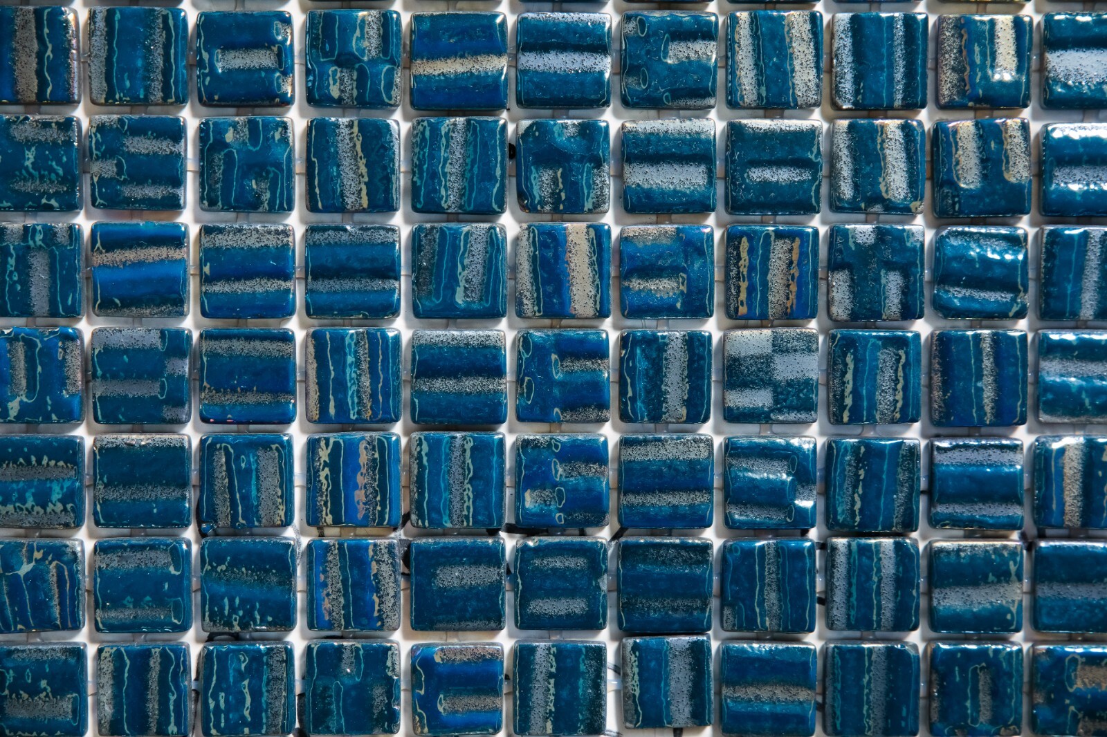 Pressed Glass Mosaic on Net for Pool 32.5×51.5 -Alves Blend Cobalt Pool