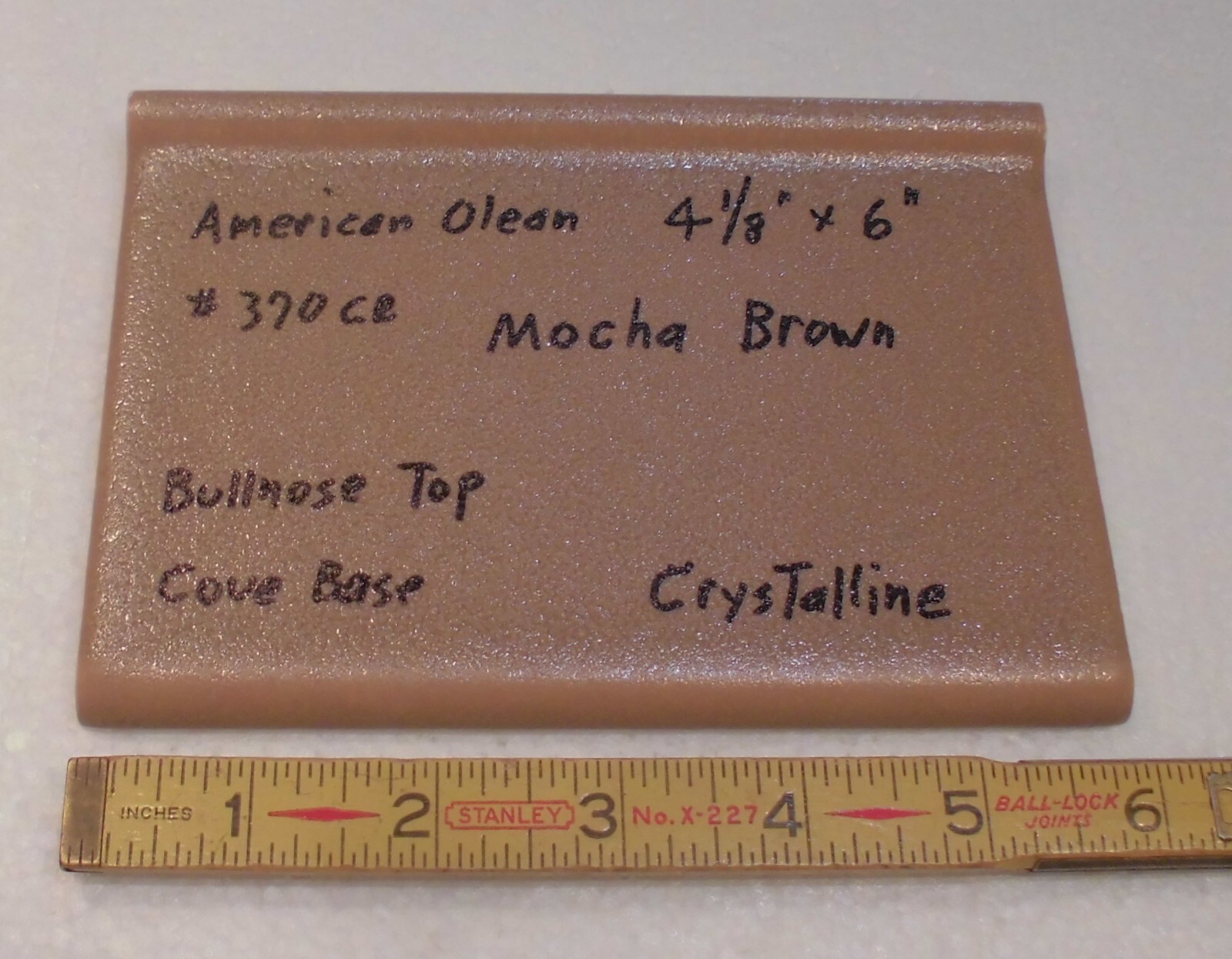 1 pc. Mocha Brown; base/cove Ceramic Tile; 4-1/8″ X 6″ by American Olean, New