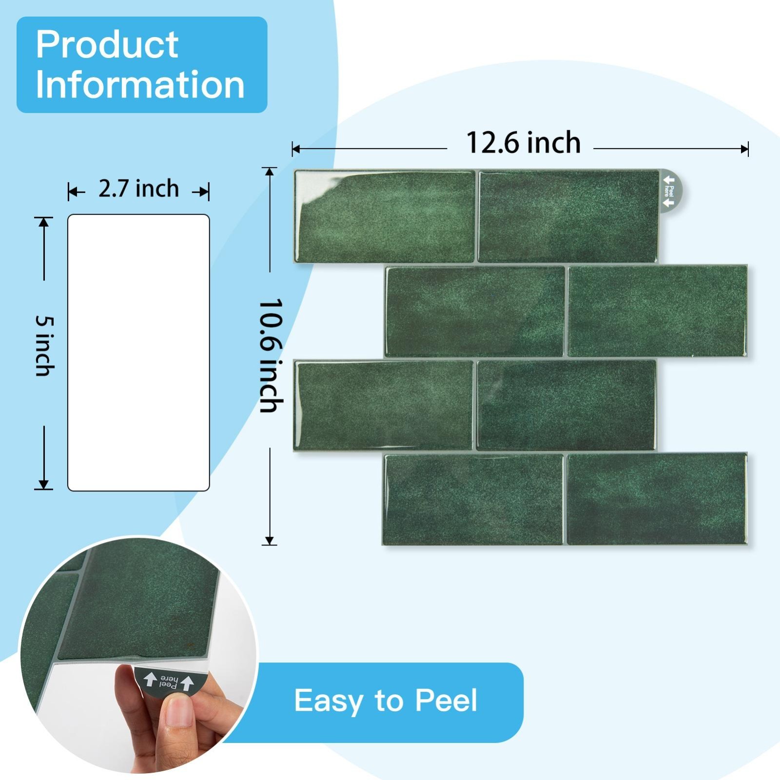 Art3d Peel and Stick Backsplash Subway Tiles, (14”x12” Thicker Version)
