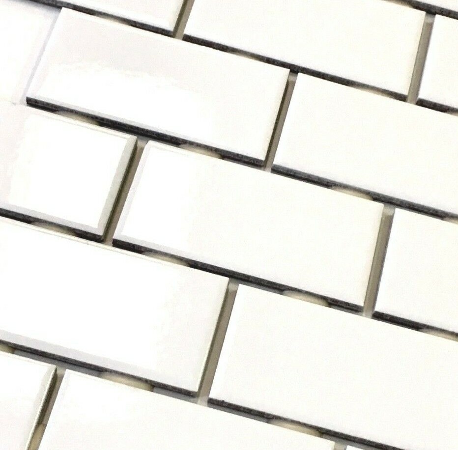 2×4 White Subway Glossy Ceramic Tile Backsplash Bathroom ( 2X4 PIECE SAMPLE)