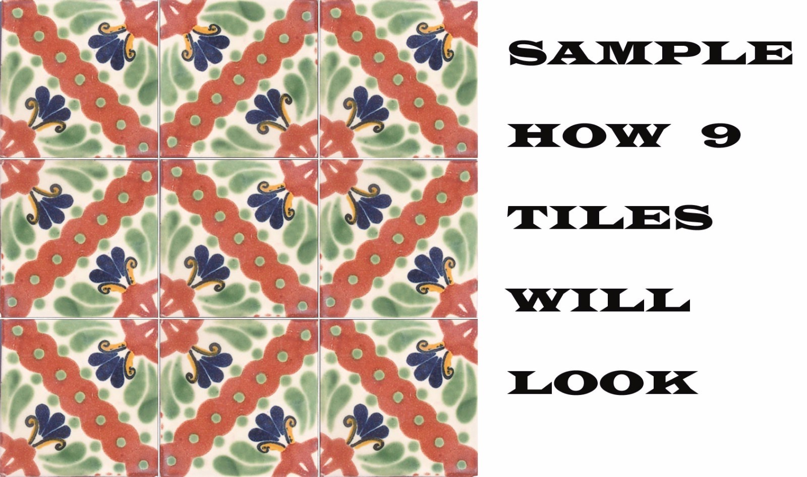 #C065) Mexican Tile sample Ceramic Handmade 4×4 inch, GET MANY AS YOU NEED !!