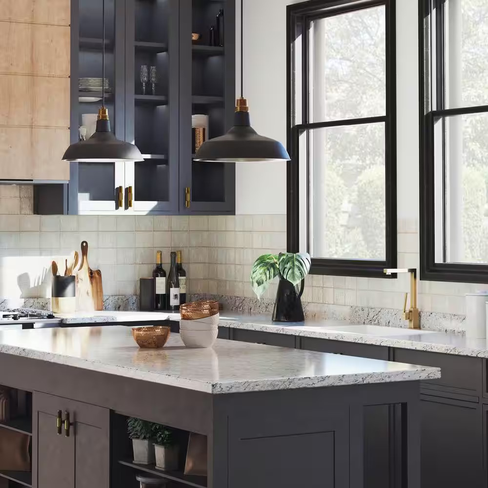8 Ft. Straight Laminate Countertop All-Inclusive Kit in Textured White Ice Grani
