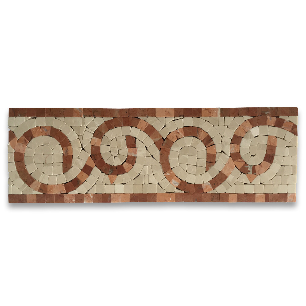 B0010P Marble Mosaic Border Listello Accent Tile Vine Rojo 4×12 Polished