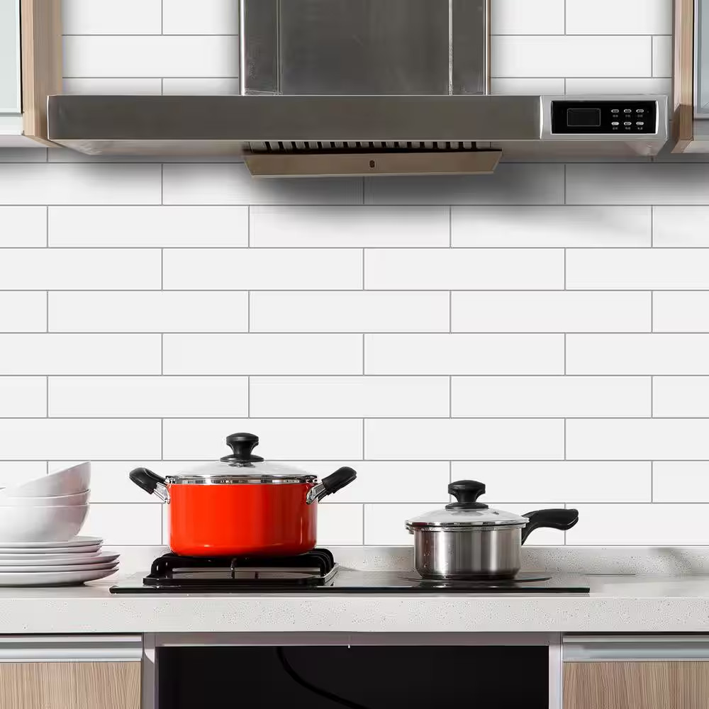 White Plank 5 In. X 24 In. SPC Peel and Stick Backsplash Tile (0.8 Sq. Ft./Pack)