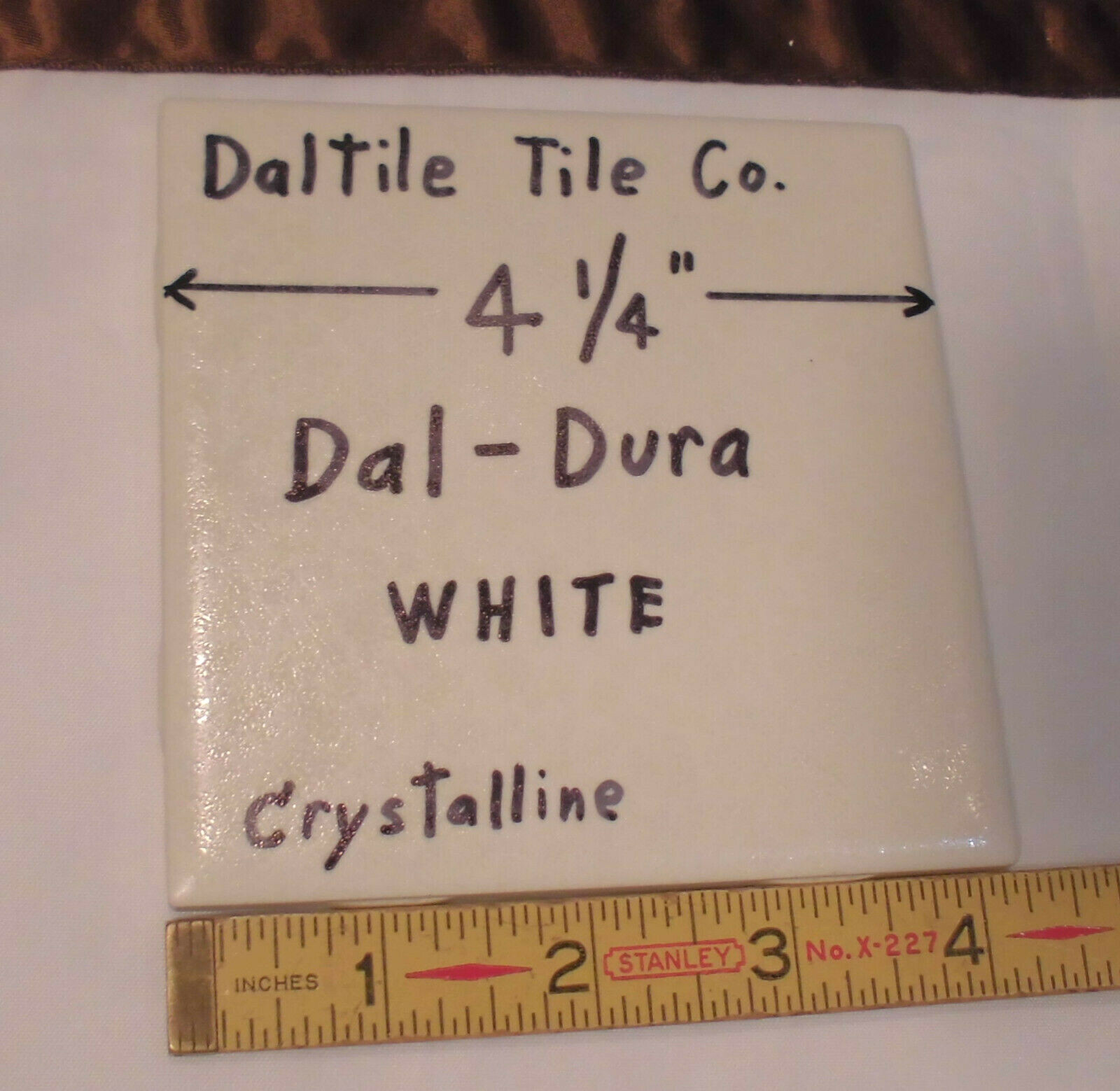 1 pc. *White* Ceramic Tile by Daltile 4-1/4″ Dal-Dura; Crystalline, Matte, New