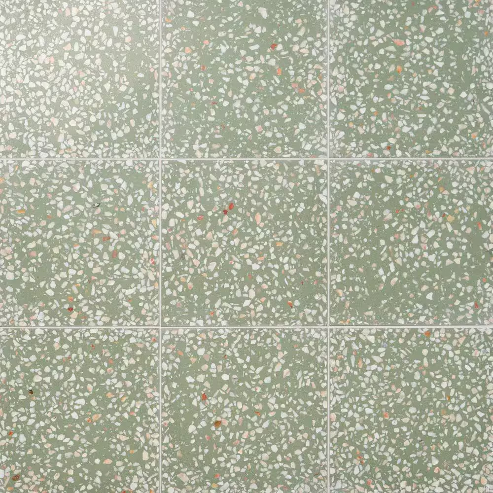 Raleigh Lisbon Green 16.4 In. X 16.4 In. Polished Terrazzo Floor and Wall Tile (