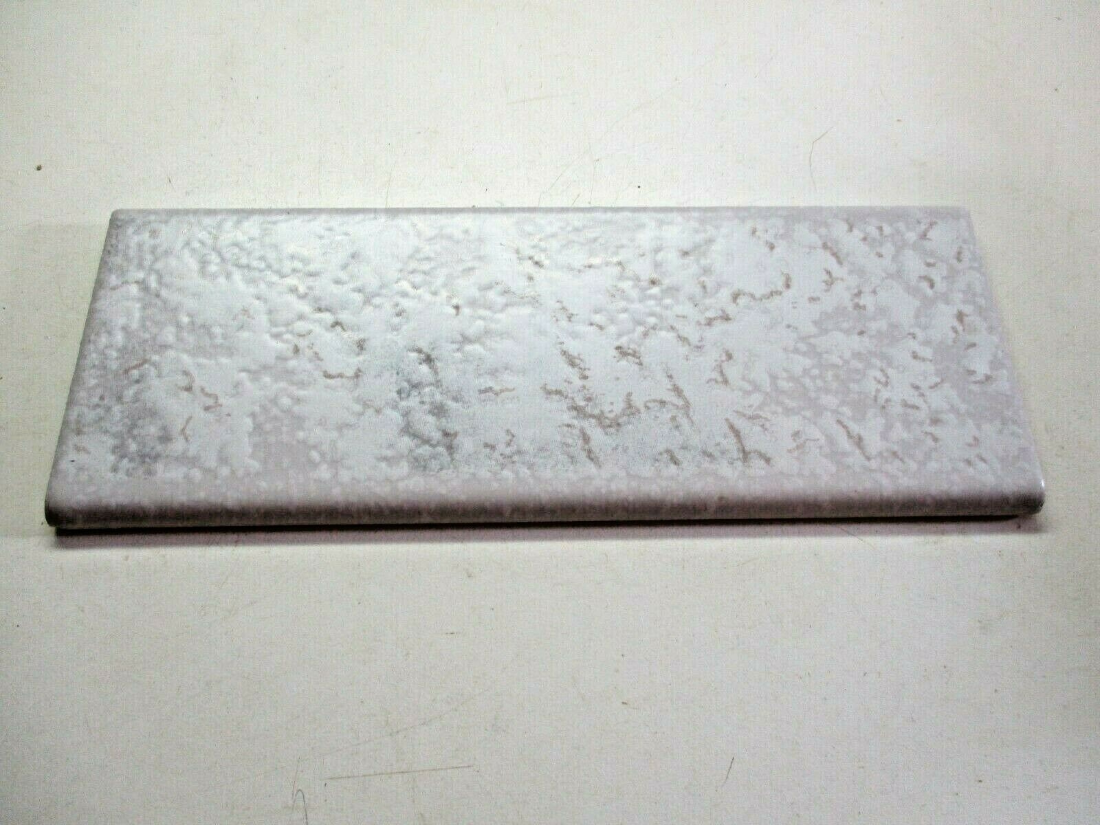 1 Italy CLP Bullnose Wall Tile Ceramic 7-7/8″ X 3″ Marbled Satin Gray Beige Vtg